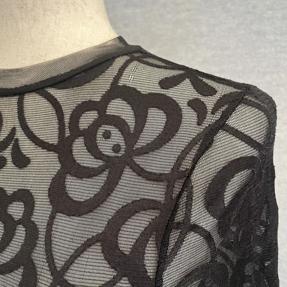 Haute Monde Whimsigoth Bell Sleeve Lace Top Size M Black Witchy Vamp Dark Fairy - Picture 5 of 10